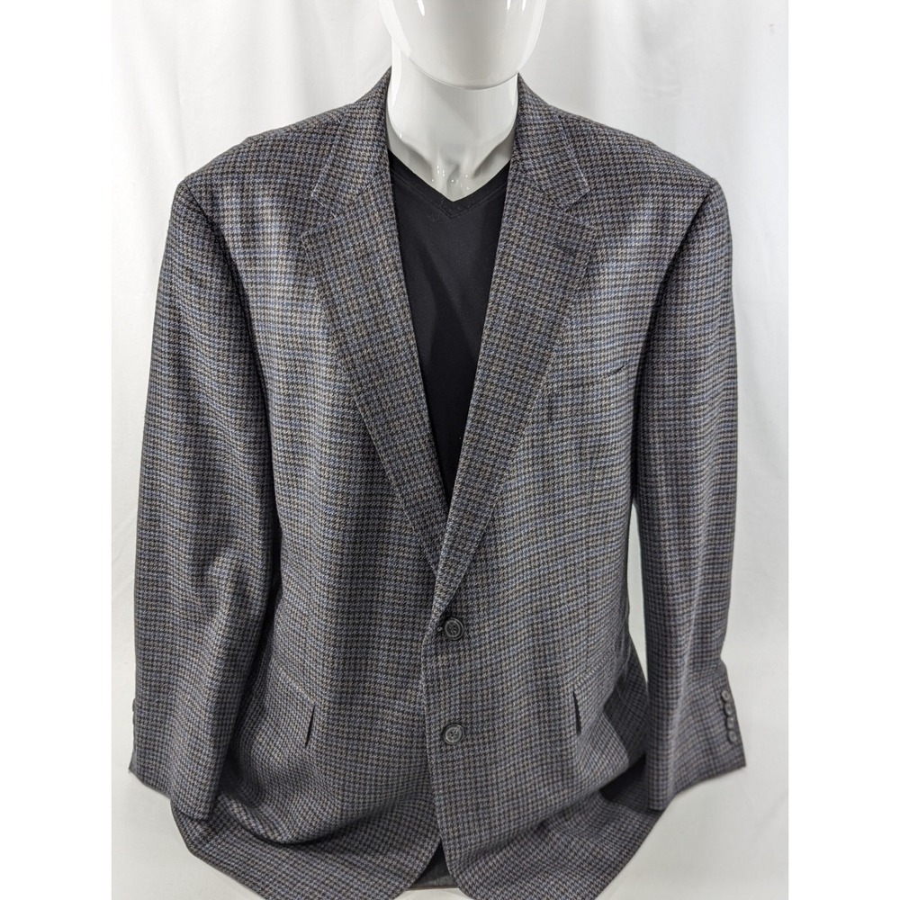 Chaps Ralph Lauren Blazer Suit Jacket Soft Wool Houndstooth Subtle Plaid 48R EUC - Picture 3 of 13